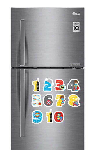 Super Hero Number Photo Fridge Magnets - (11 PER PACK) - Image 2