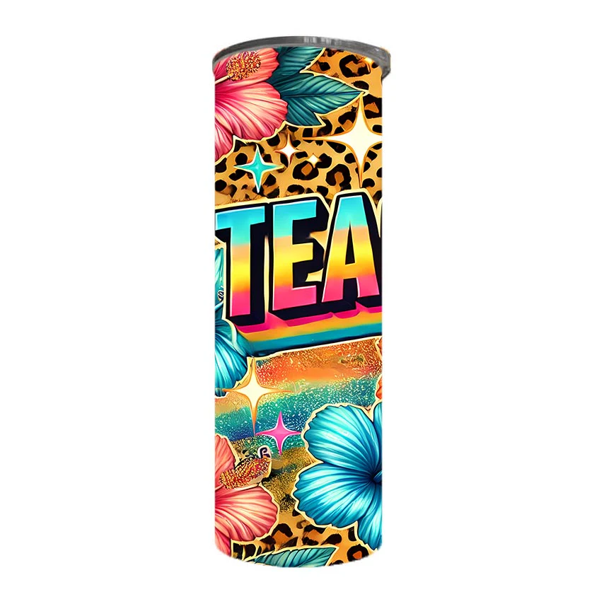 Teacher - Floral Teacher Design on Tumbler, Can, Flask, or Water bottle - Image 2