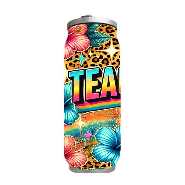 Teacher - Floral Teacher Design on Tumbler, Can, Flask, or Water bottle - Image 3