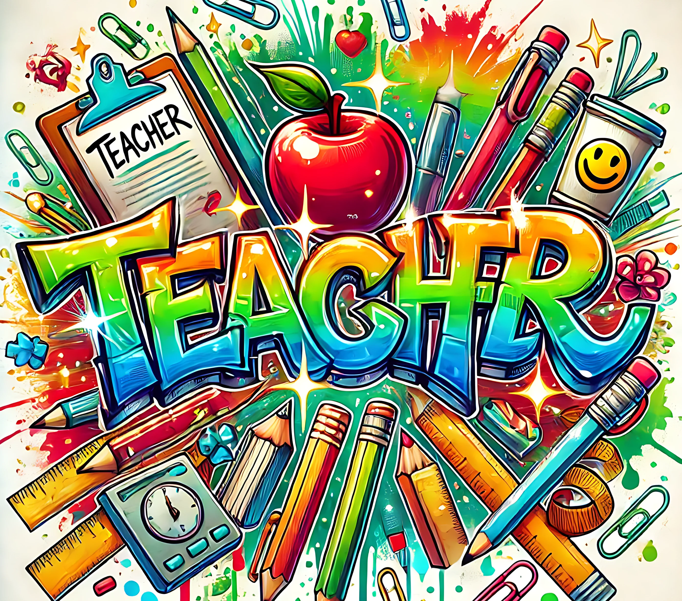 Teacher - Funky Teacher Design on Tumbler, Can, Flask, or Water bottle - Image 2