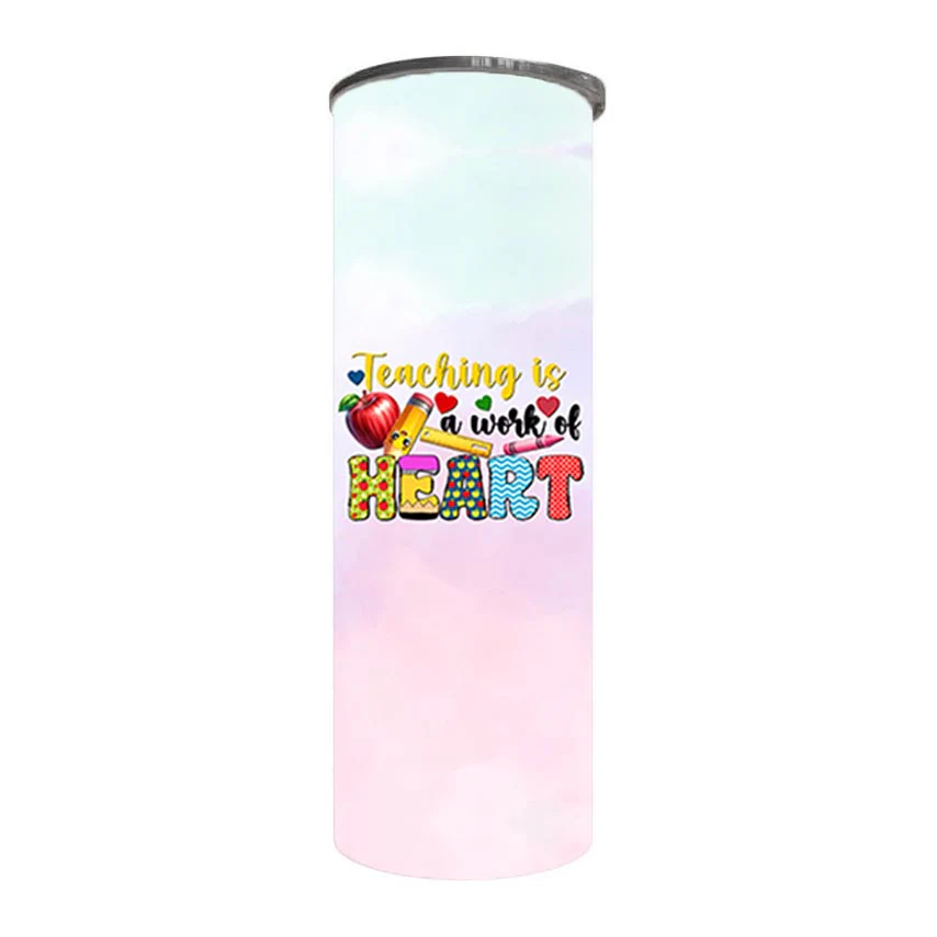 Teacher - Teaching is a work of heart Design on Tumbler, Can, Flask, or Water bottle - Image 3