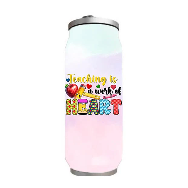 Teacher - Teaching is a work of heart Design on Tumbler, Can, Flask, or Water bottle - Image 4