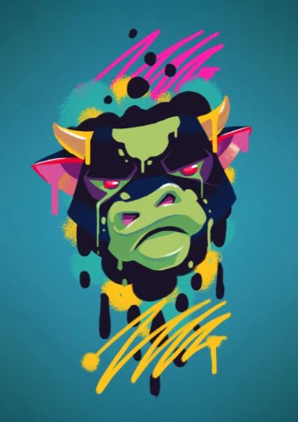 Teen Boys: Set of 1 - Grafitti Bull - Image 2