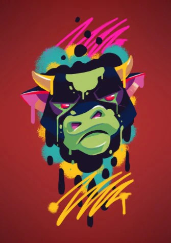 Teen Boys: Set of 1 - Grafitti Bull - Image 3