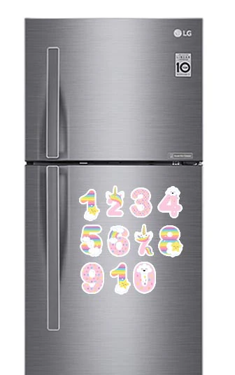 Unicorn Theme Numbers Photo Fridge Magnets - (11 PER PACK) - Image 2
