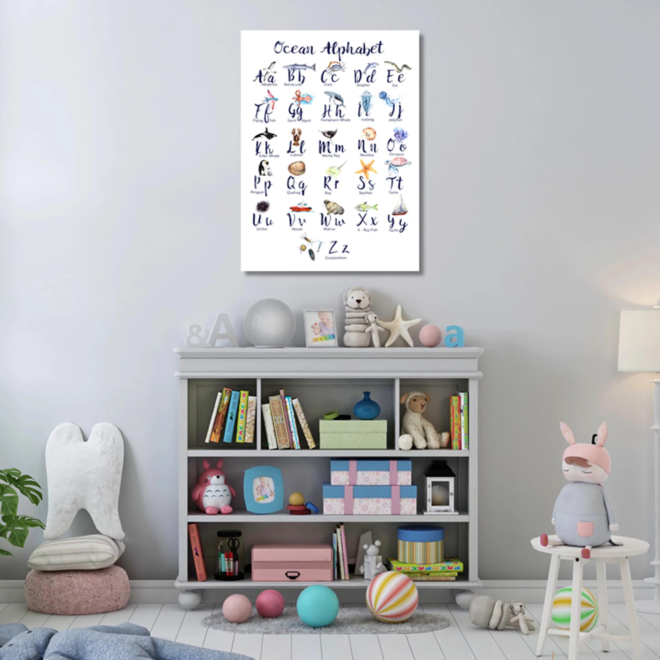 Unisex : Set of 1 - Watercolor ABC Ocean