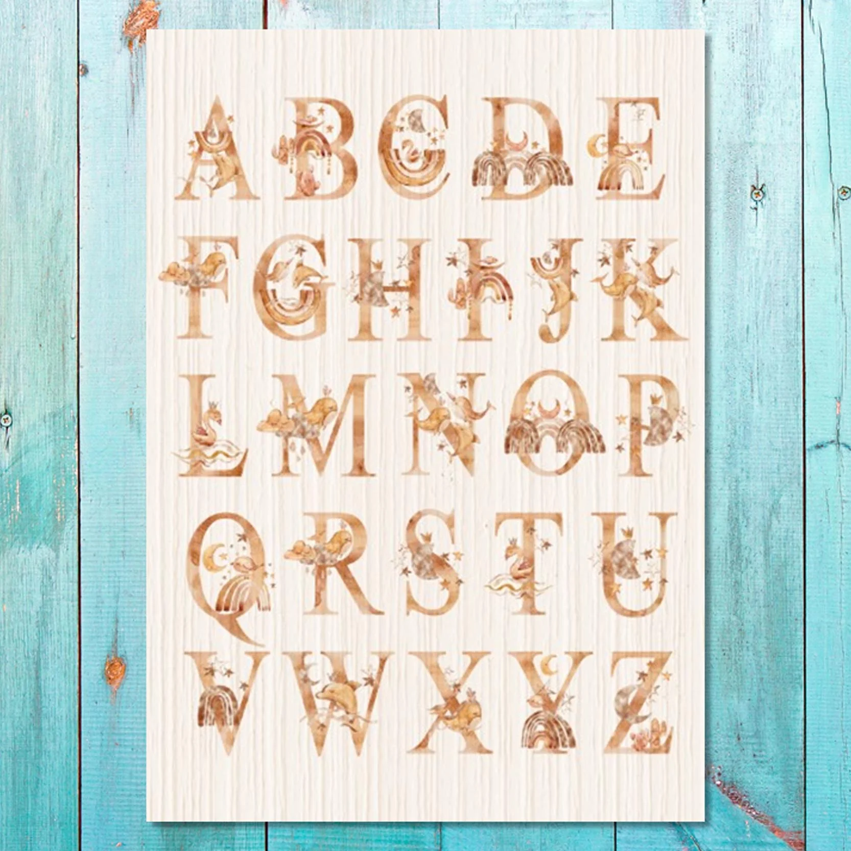 Unisex: Set of 1 - Watercolor-nursery-alphabet-print
