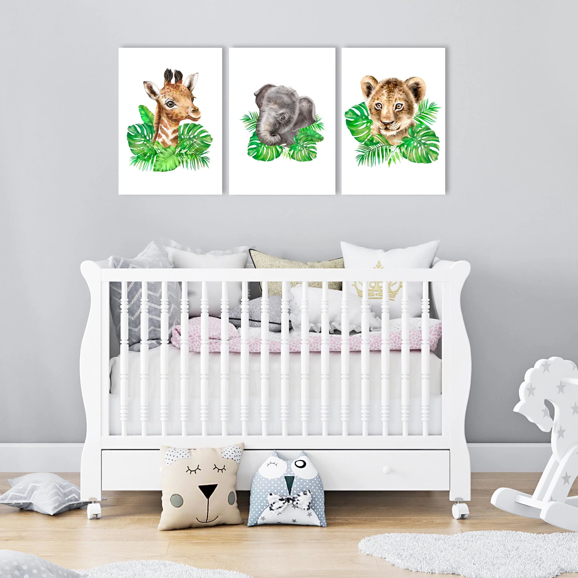 Unisex: Set of 3 - African Watercolor Baby Animals