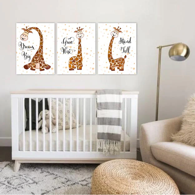 Unisex: Set of 3 - Giraffe with closed eyes dream big