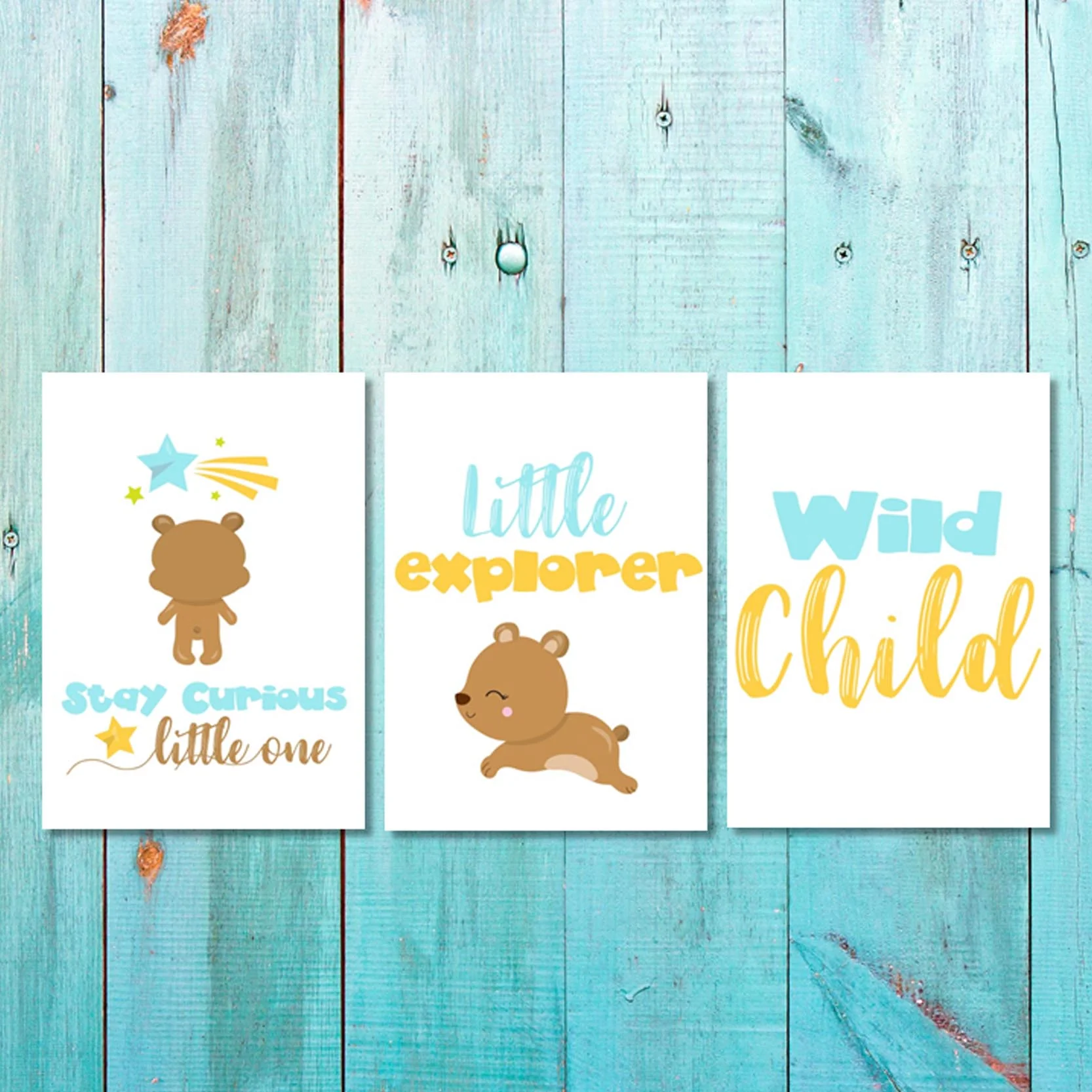 Unisex: Set of 3 - Stay curious little Bear (available in 3 colors)