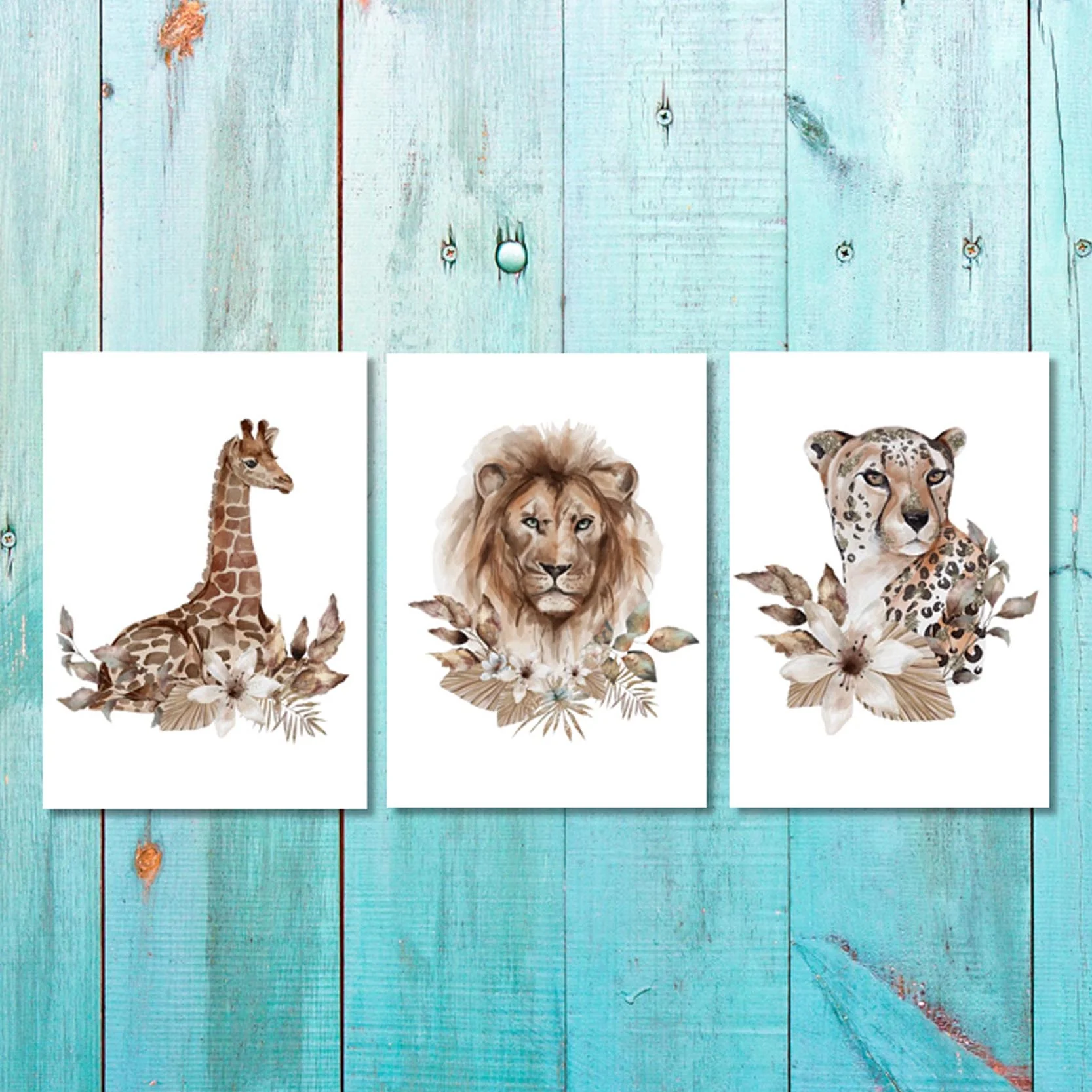 Unisex: Set of 3 - Wild Animal prints (1)