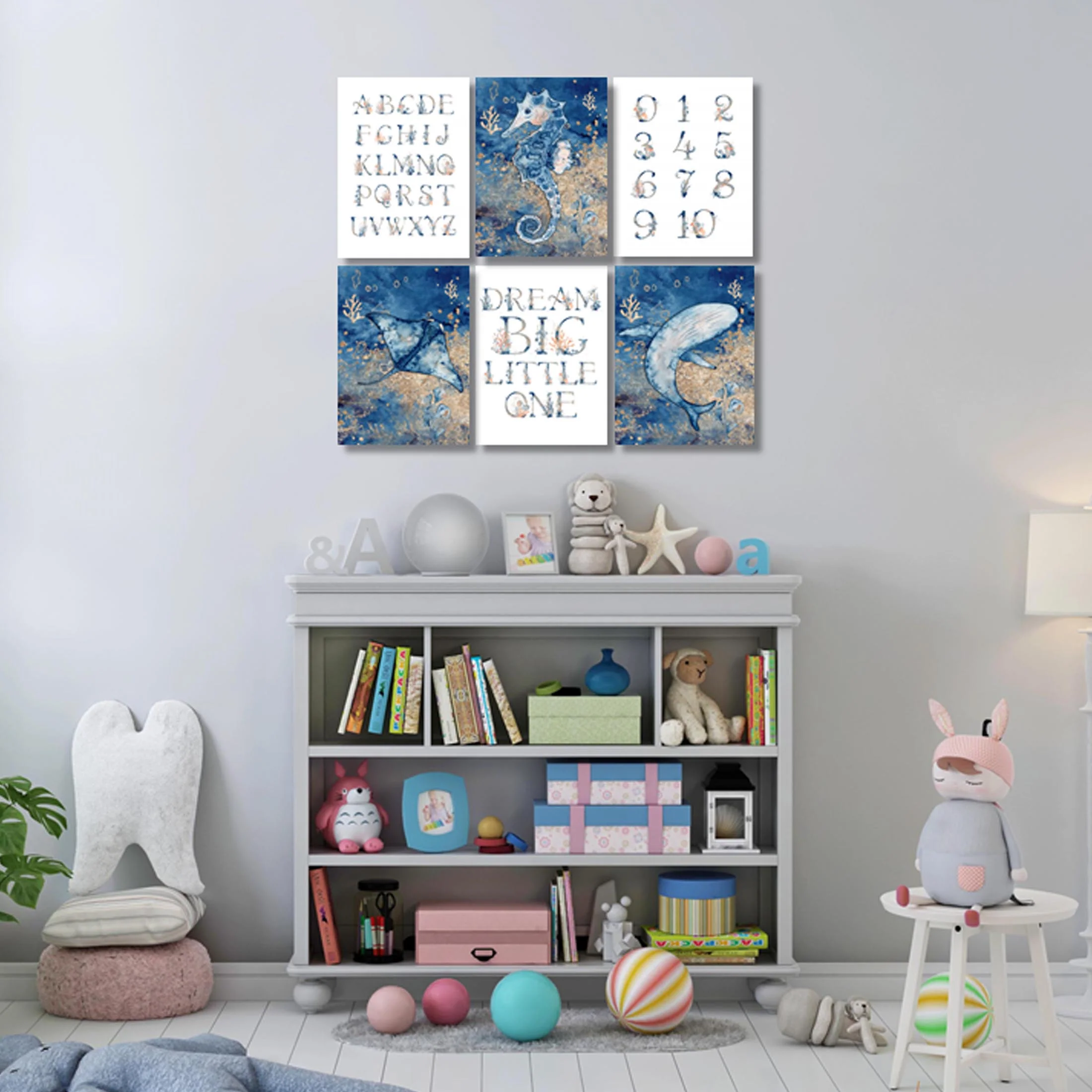 Unisex: Set of 6 - Under the sea watercolor Alphabet - Image 8
