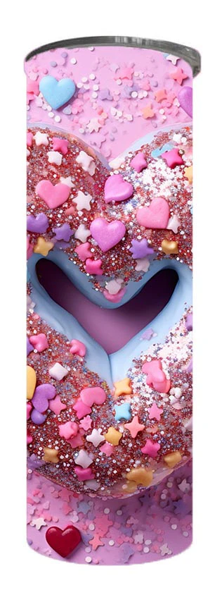 Valentine - 3D Valentine Heart Donut Design on Tumbler, Can, Flask, or Water bottle - Image 3