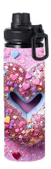 Valentine - 3D Valentine Heart Donut Design on Tumbler, Can, Flask, or Water bottle - Image 6