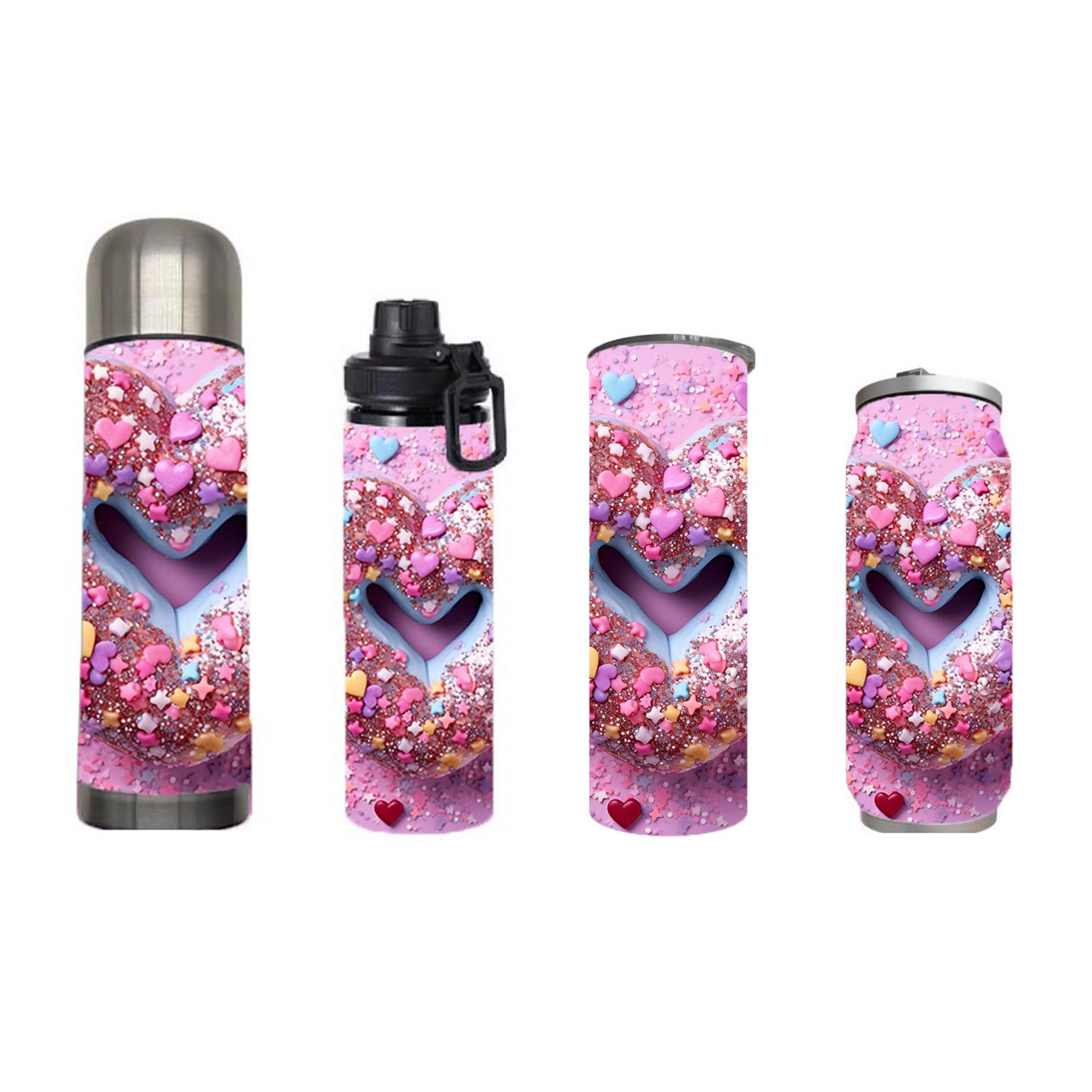 Valentine - 3D Valentine Heart Donut Design on Tumbler, Can, Flask, or Water bottle - Image 7