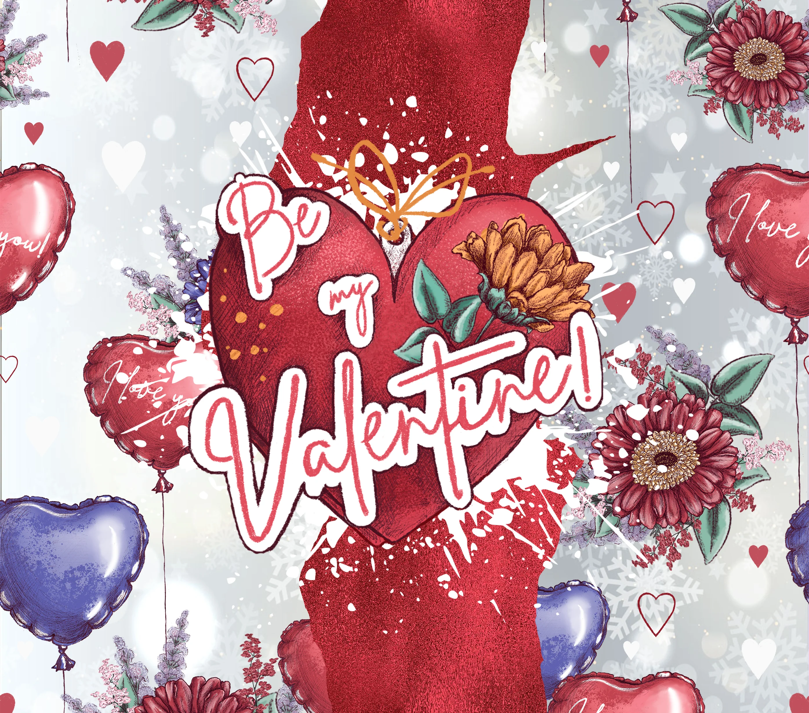 Valentine - Be my Valentine Design on Tumbler, Can, Flask, or Water bottle - Image 2