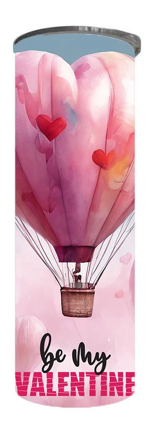 Valentine - Be my Valentine heart balloon Design on Tumbler, Can, Flask, or Water bottle - Image 3