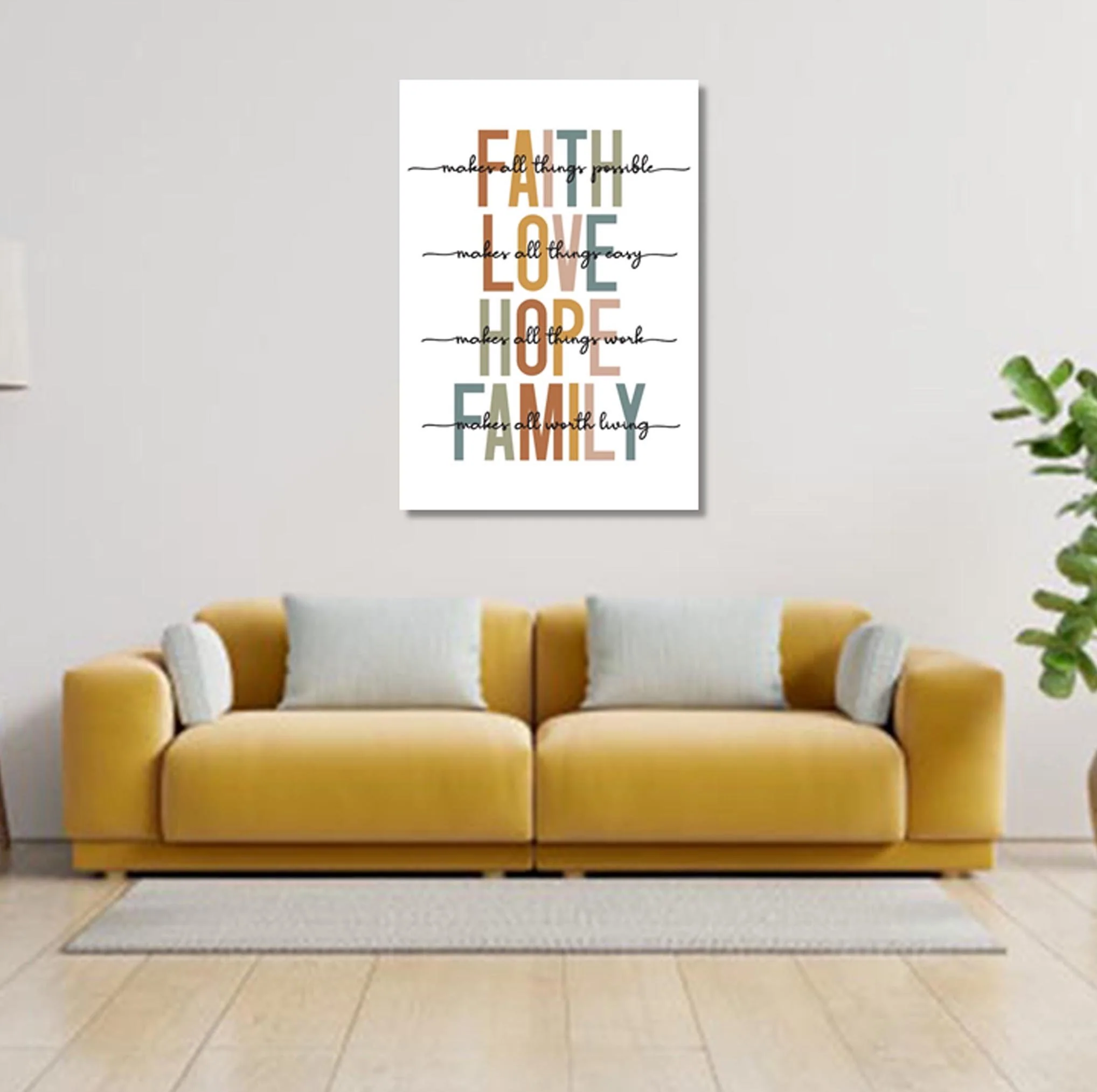 Wall Art Quote: Faith Love Family