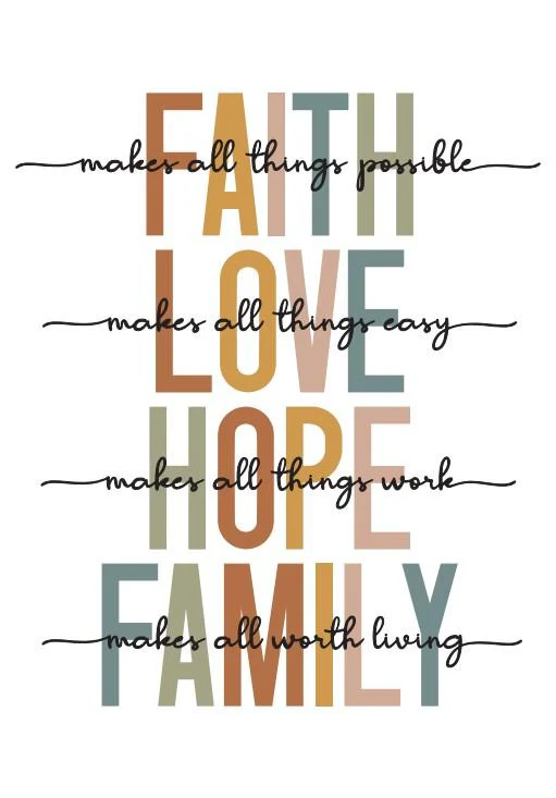Wall Art Quote: Faith Love Family - Image 2
