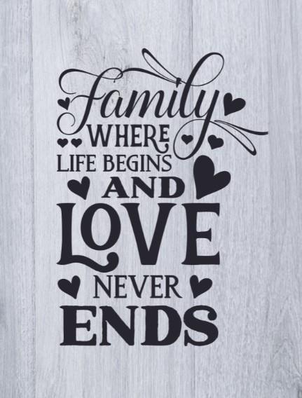 Wall Art Quote: Family where life begins and love never ends - Image 2