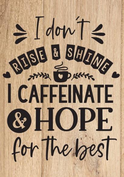 Wall Art Quote: I don't rise & shine, I Caffeinate & hope for the best - Image 2