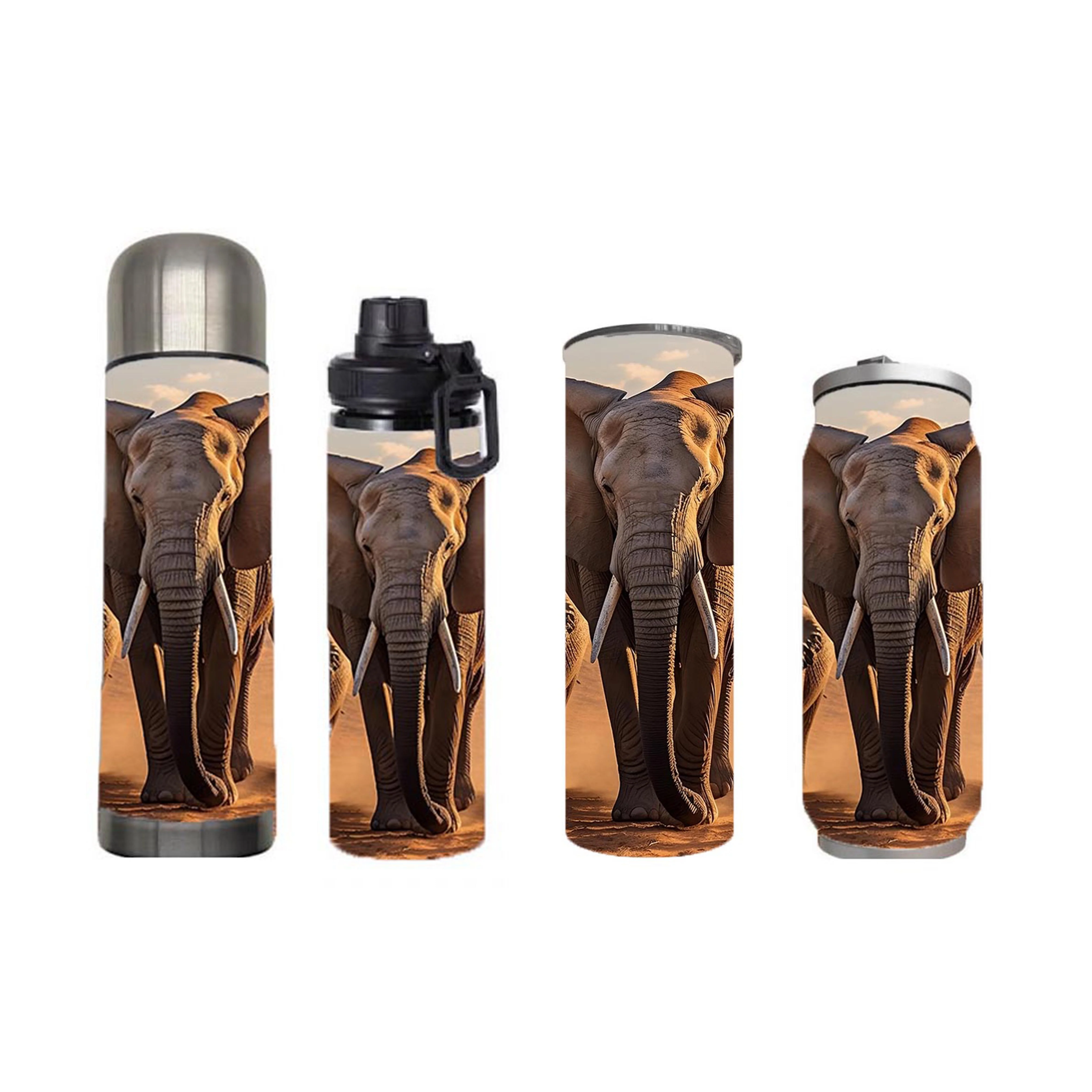 Wildlife - Group of Three Elephants Design on Tumbler, Can, Flask, or Water bottle - Image 7