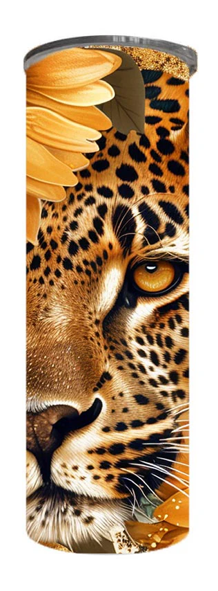 Wildlife - Sunflower Lepard Design on Tumbler, Can, Flask, or Water bottle - Image 3
