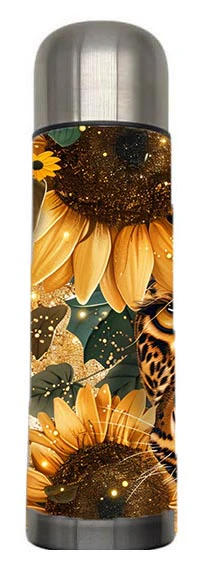 Wildlife - Sunflower Lepard Design on Tumbler, Can, Flask, or Water bottle - Image 5